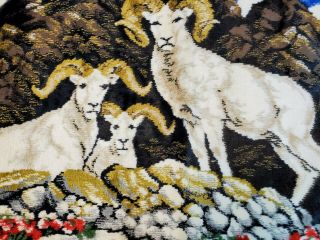 Vintage Bighorn Mountain Sheep Colorful Wall Rug Tapestry 37” x 19” 2