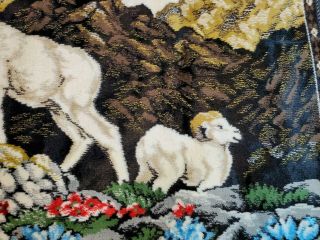 Vintage Bighorn Mountain Sheep Colorful Wall Rug Tapestry 37” x 19” 3