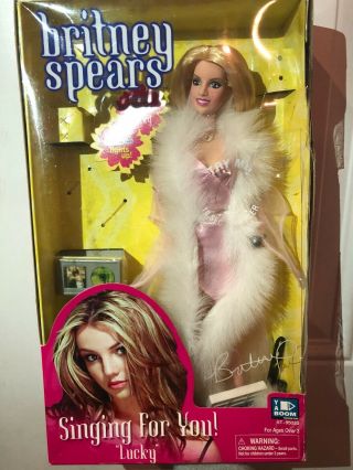 Britney Spears " Lucky " Singing For You Doll Rare Pink Gown Feather Boa 2001 Vtg