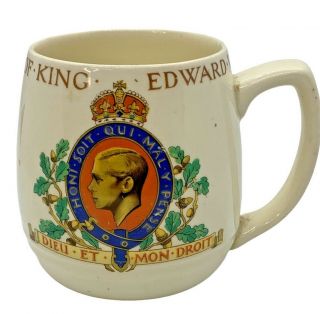 Antique 1937 Coronation Of King Edward Viii Tea Cup Mug Soho Pottery Ltd England