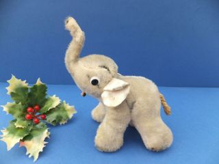 Old Vintage Antique Mohair Baby Elephant Toy - Googly Eyes - Berg Schuco Steiff