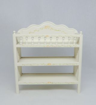 Vintage White Bespaq Changing Table With Flowers Dollhouse Miniature 1:12