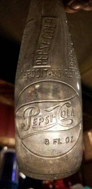 Rare Backwards Logo Embossed No Deposit Pepsi Cola Not Listed In Ayers Book