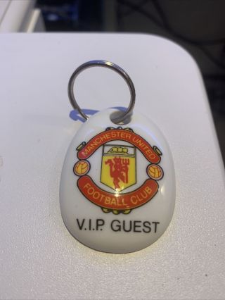Manchester United Fc Vip Guest Fine China Keyring 1990s Rare