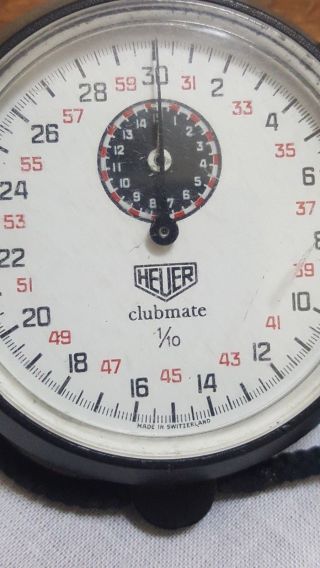 Vintage Rare Heuer Stopwatch Chronograph Clubmate 1/10