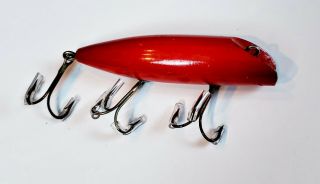 Tough South Bend 973 No Eye Bass Oreno Lure Solid Red In 1920s
