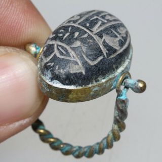 Perfect Quality - Vintage Egyptian Bronze Ring With Ancient Scarab Seal