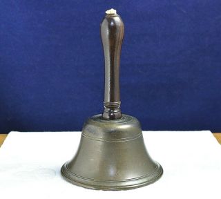 Antique Solid Brass Hand Bell Wood Handle School Dinner Old Vintage Traditional