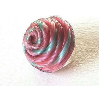 Antique Button…twisted Spun Glass Thread Overlay Sheath.  Pink & Aqua