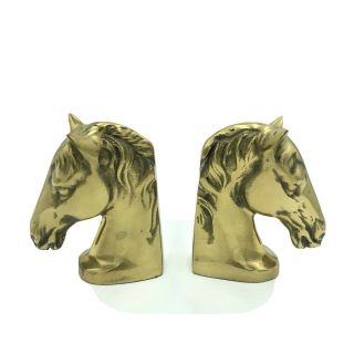Vintage Antique Pair Brass Bookends Horse 