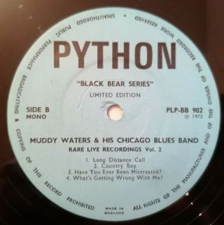 Muddy Waters Lp Rare Live Recordings Vol 2 Uk Python 1st Press Plp - Bb 902 $$