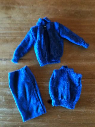 Vintage Barbie Outfit Blue Knitting Pretty 957 Outfit Only 1960’s