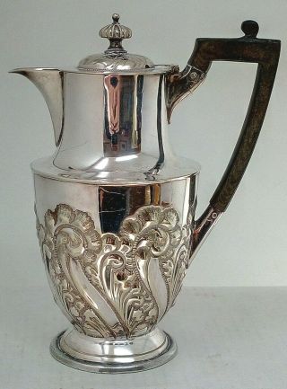 Antique Silver Plated Hot Water Jug Atkin Brothers 19th Century Ornate