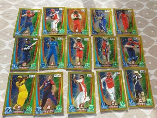 15 Rare 2012 Cricket Attax Gold Cards,  Inc 2 Limited Edition.  Tendulkar