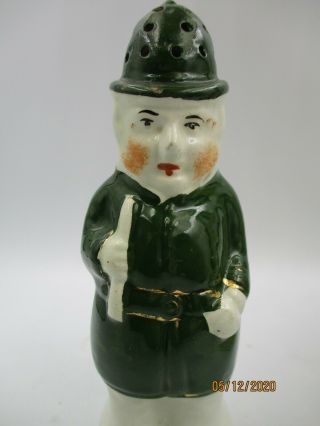Rare Late C19th Victorian Era Staffordshire " Policeman " Pepper Pot / Pounce Pot.