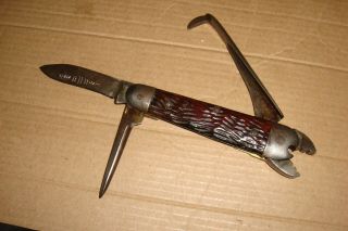 Rare Trade Hhh Mrak Vintage Antique O.  Barnett Tool Co.  Usa Knife Multi Tool