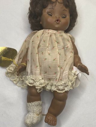 Vintage Effanbee Baby Doll Tiny Tubber African American Tags Dress