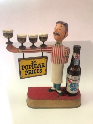 Rare Antique Metal Pabst Blue Ribbon Beer Bartender Counter Display Cond Issues