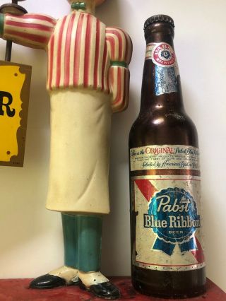 RARE ANTIQUE METAL PABST BLUE RIBBON BEER BARTENDER COUNTER DISPLAY Cond Issues 5