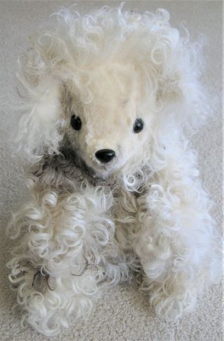 Vintage Long Curly Wool Mohair ? Real Fur Stuffed Bear Or Dog 16 "