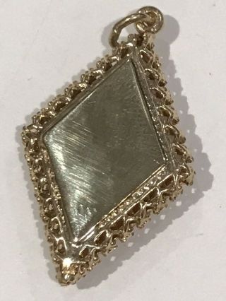 RARE Vintage 14k Gold DIAMOND SHAPED LOCKET W/ RUBY Bracelet Charm 6