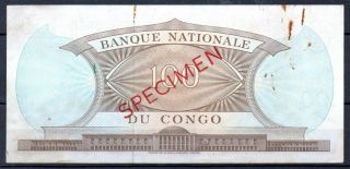 Congo 100 Francs Specimen P 6s 1964 AU Rare 2