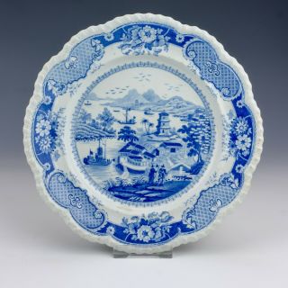 Antique Ridgway & Co Transferware - Blue & White Indian Temple Plate
