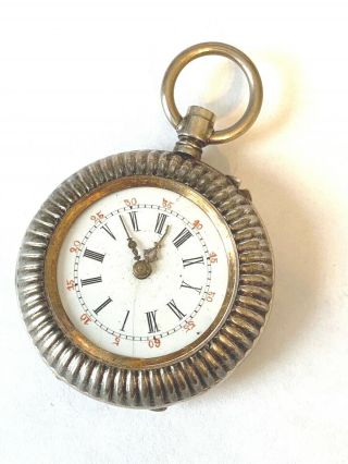 Ladies Antique Pin Set 800 Silver Pocket Watch Swiss