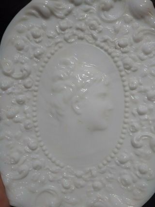 Victorian White Milk Glass Wall Plate With Lady 