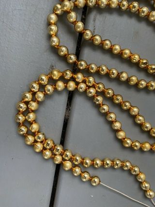 Vintage Christmas Mercury Glass Bead Garland Gold Large Over 8 Feet (16/7)