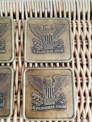 Vintage American Eagle Coaster USA E Pluribus Unum Antique Gold Tone - Set of 4 3