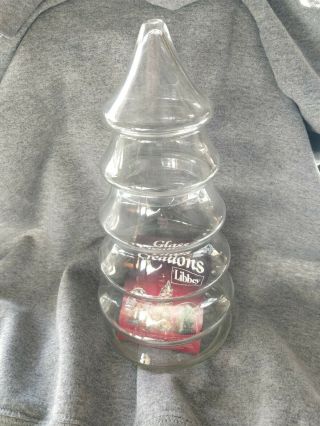 Two Antique Vintage Libbey Glass Clear Christmas Tree Canister Jar 8.  5 "
