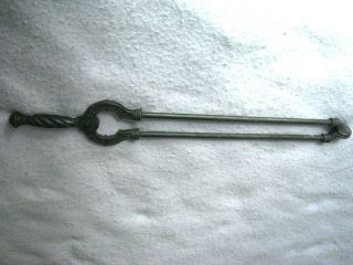 Antique Vintage Cast Iron Stove Coal Tongs Fireplace Tool 24 " Long
