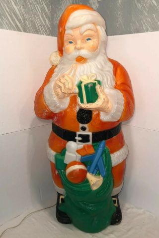 Rare Vintage 44 " Whispering Santa Claus Christmas Blow Mold Lighted Yard Decor