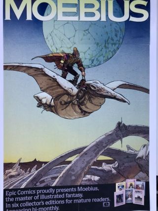 Moebius Marvel Comics Large Promotional Poster 1987 Vintage Rare Arzak