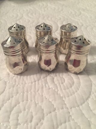 Vintage 6 Piece Miniature Sterling Silver Salt & Pepper Shakers 1 - 5/8 "