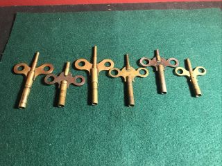 Vintage Antique 6 Solid Brass Double Sided Clock Keys