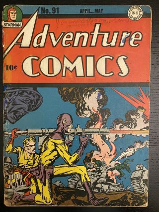 Adventure Comics 91 Golden Age 1944 Dc Sandman Jack Kirby Joe Simon Cover Rare