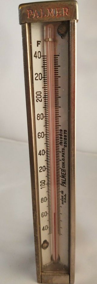 Antique Temperature Gauge 1913 Boiler Thermometer Palmer Co.  Nickle Plate Brass