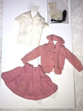 12” Vintage Mattel Barbie Skipper Clothing “school Days” Pink Sweater Skirt B4
