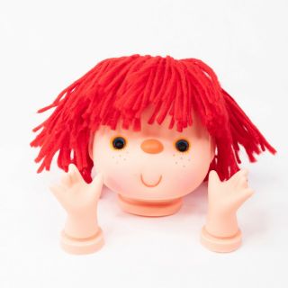 Vintage Westrim Crafts Mitzy 4 " Doll Head,  Hands Yarn Hair Red