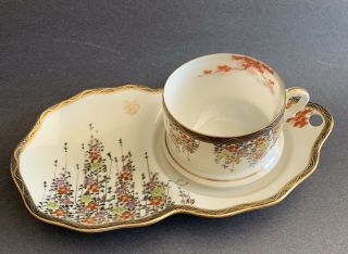 Vintage Collectible Hand Painted Japanese Demitasse Eggshell Tea Cup & Saucer