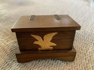 Vintage Dollhouse Miniature Wood Hope Blanket Chest Furniture W Lid Eagle Emblem