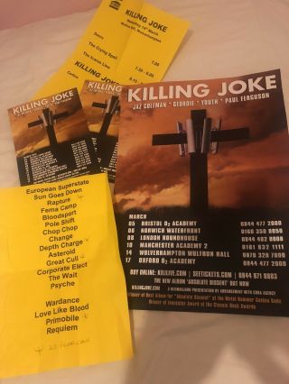 Killing Joke Rare Concert Memorabilia 2011 Poster Flyers Setlist Uk Tour Jaz