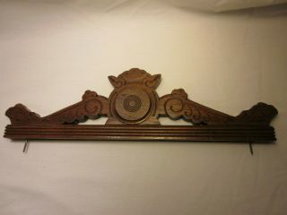 Ornate Antique Carved Wood Salvaged Chair Top Back Brace Wooden Pediment Piece