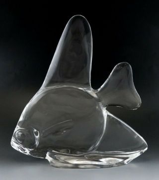 Rare Large Steuben Crystal Glass Angel Fish Sculpture Figurine 10 5/8 "