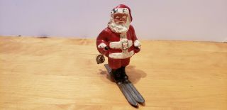 Vintage Lead Rare Barclay " Santa On Skis " Made In Usa