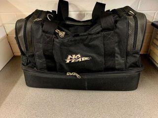 Rare No Fear Gear Bag.  Black W Carbon Fibre Look Panels.  Mx,  Speedway,  Motocross