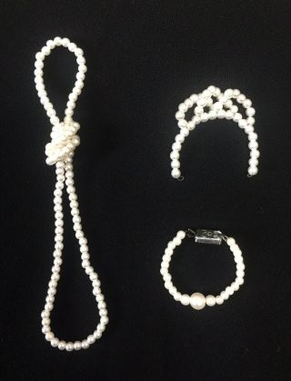 Rare Vintage 1st Tressy Doll Palitoy Fashion Accessories 2 Pearl Necklaces Tiara