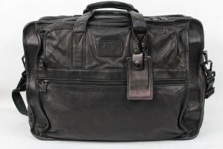 Tumi Aplha Rare Vintage Black Leather Expandable Briefcase Laptop Bag